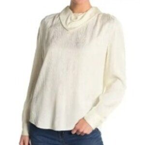 BALDWIN Kaia Cowl Neck Jacquard Blouse – Powder White – Size S – NWT